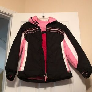 Pink and black kids size 16 winter coat